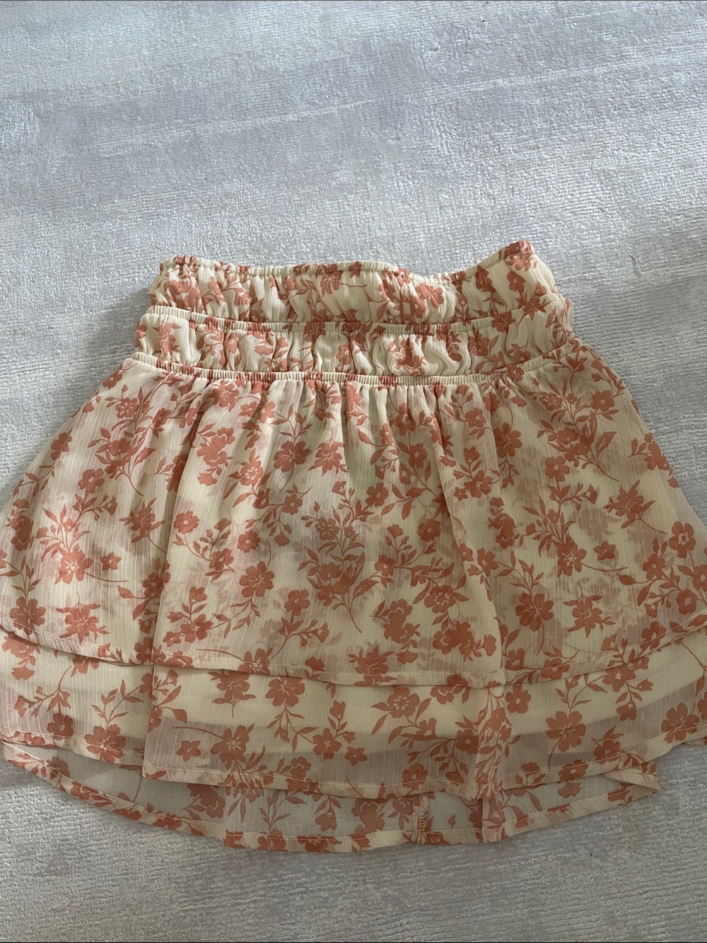 Le Lis Peach Floral Tiered Skater Skirt